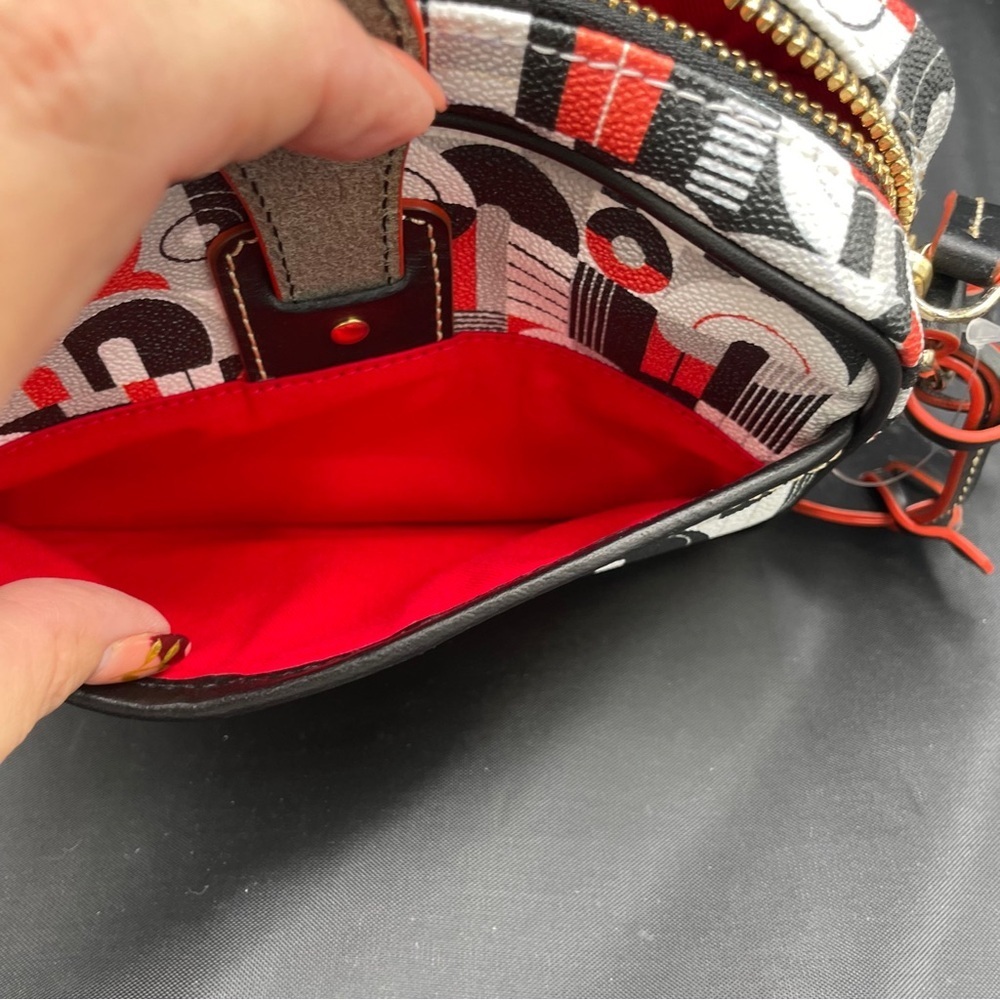 Dooney & Bourke Red and Black Geometric Crossbody - Picture 6 of 7